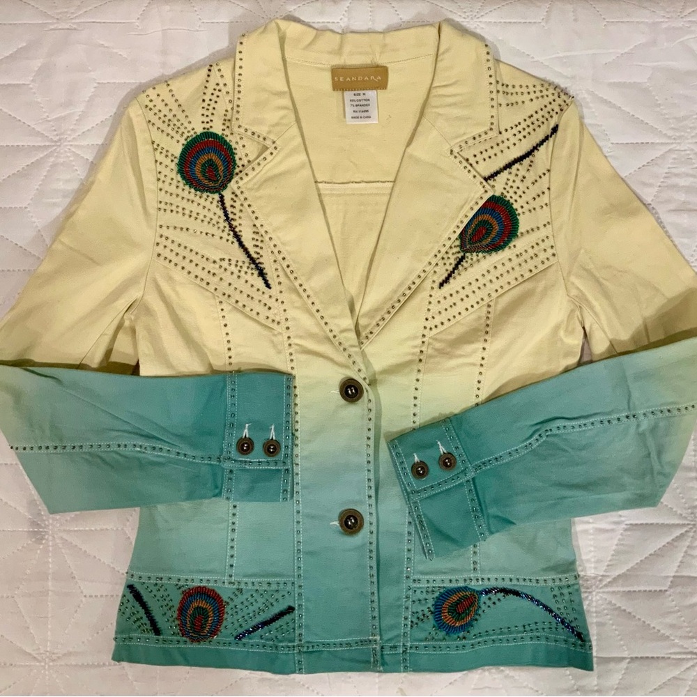 Saivana Embroidered Yellow and Green Blazer